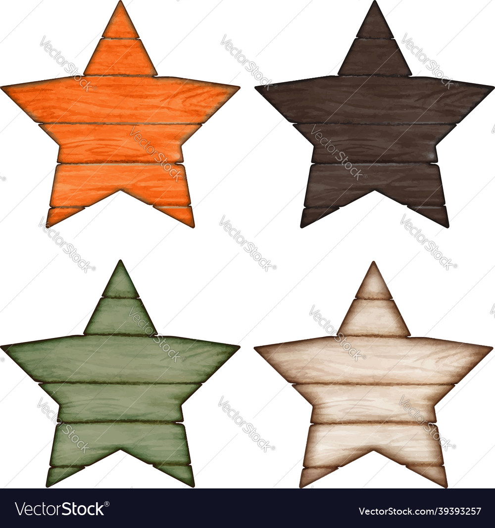 Watercolor fall wooden star shaped signs vector image Watercolor fall wooden star shaped signs
