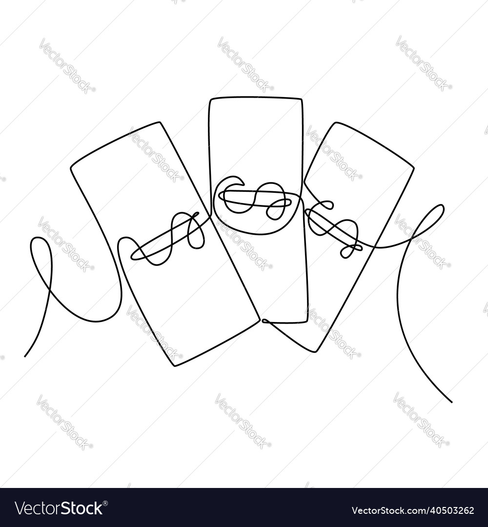 Continuous one line drawing of money black single Vector Image