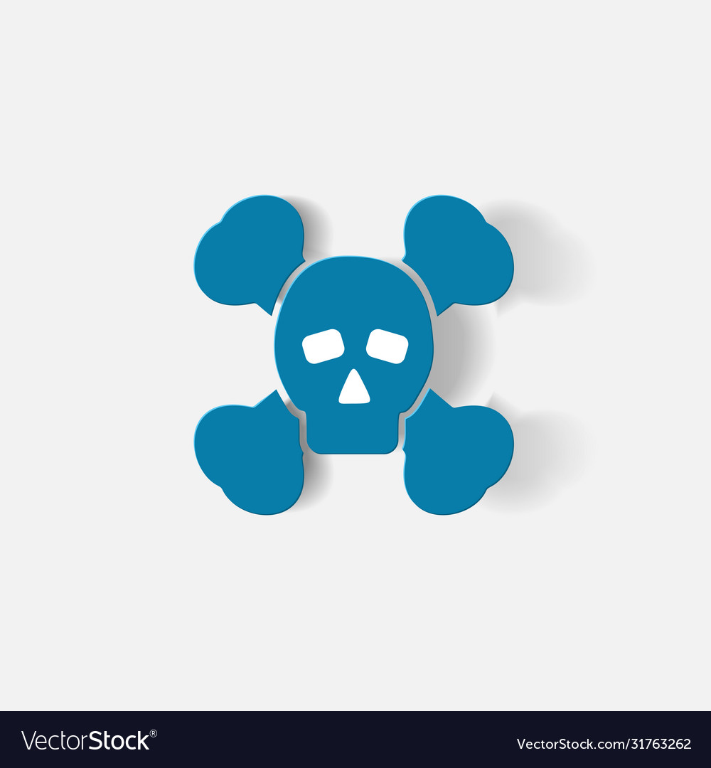 Paper clipped sticker symbol poison skull Vector Image