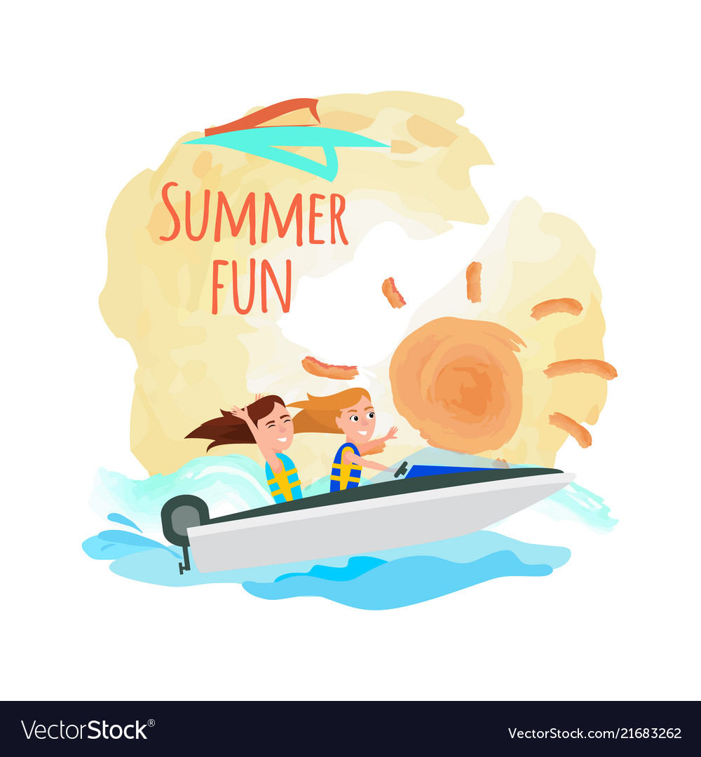 Summer fun poster boating girls water adventure