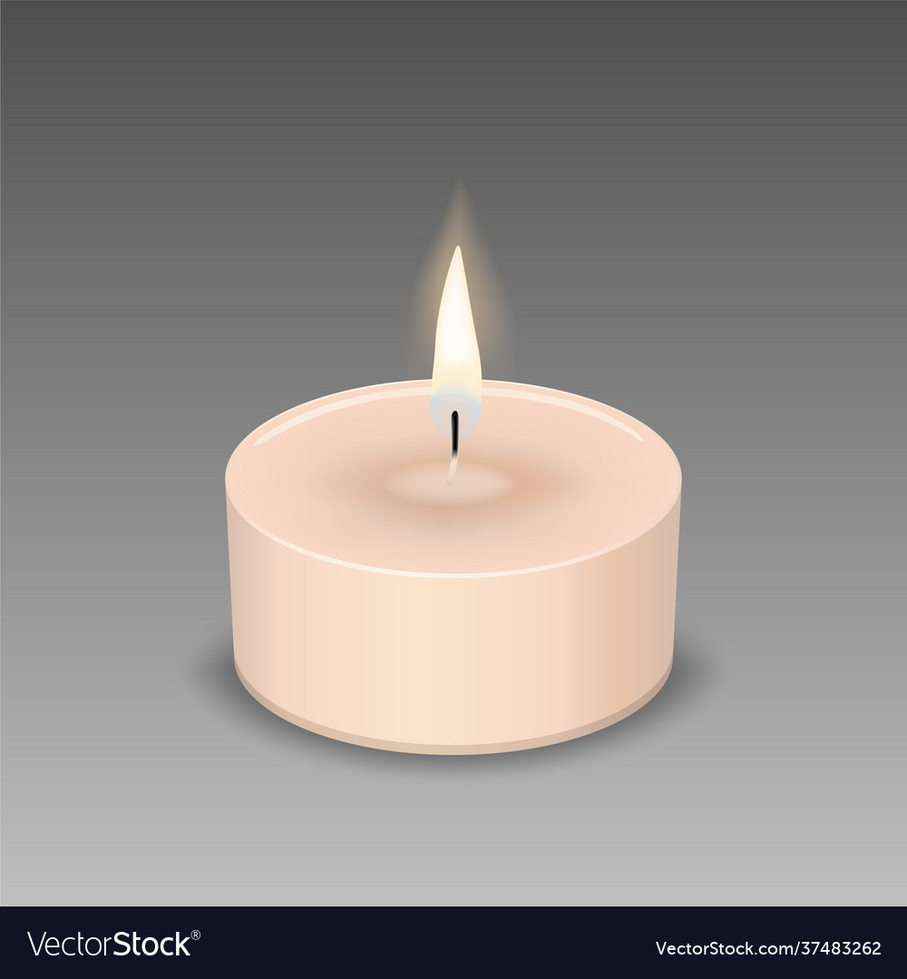 White tea light candle isol on Royalty Free Vector Image