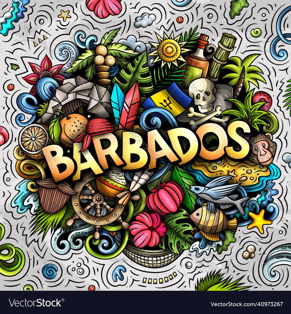 Barbados hand drawn cartoon doodle funny local Vector Image