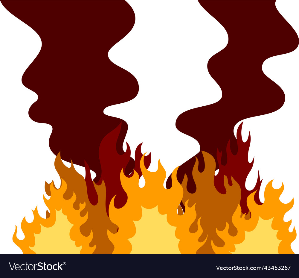 Burnt big fires that burns all over with Vector Image