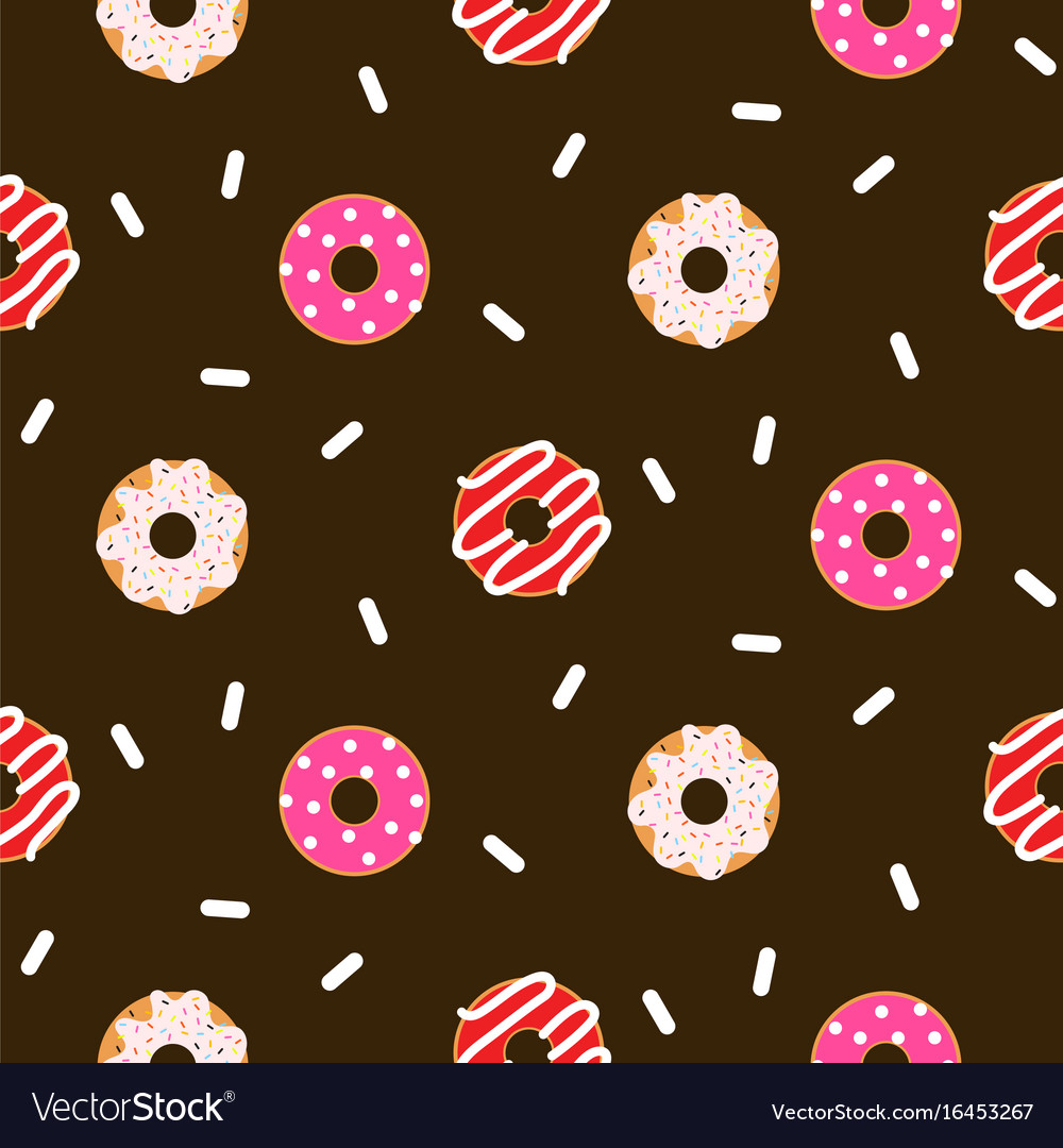 Donut pink glazed seamless chocolate Royalty Free Vector