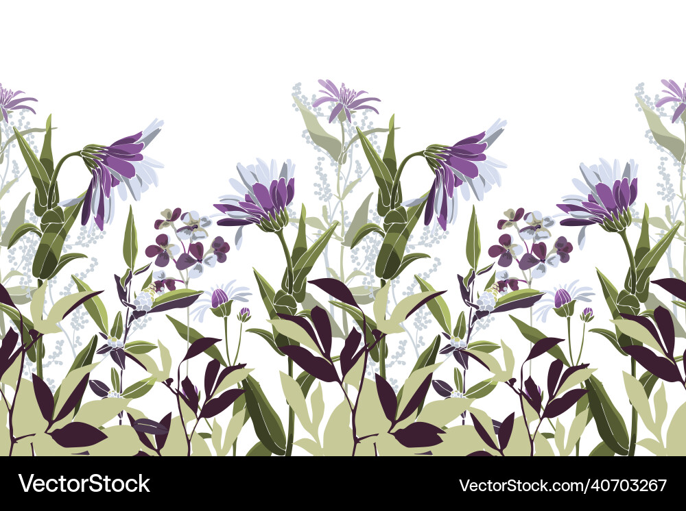 Floral seamless pattern border horizontal Vector Image