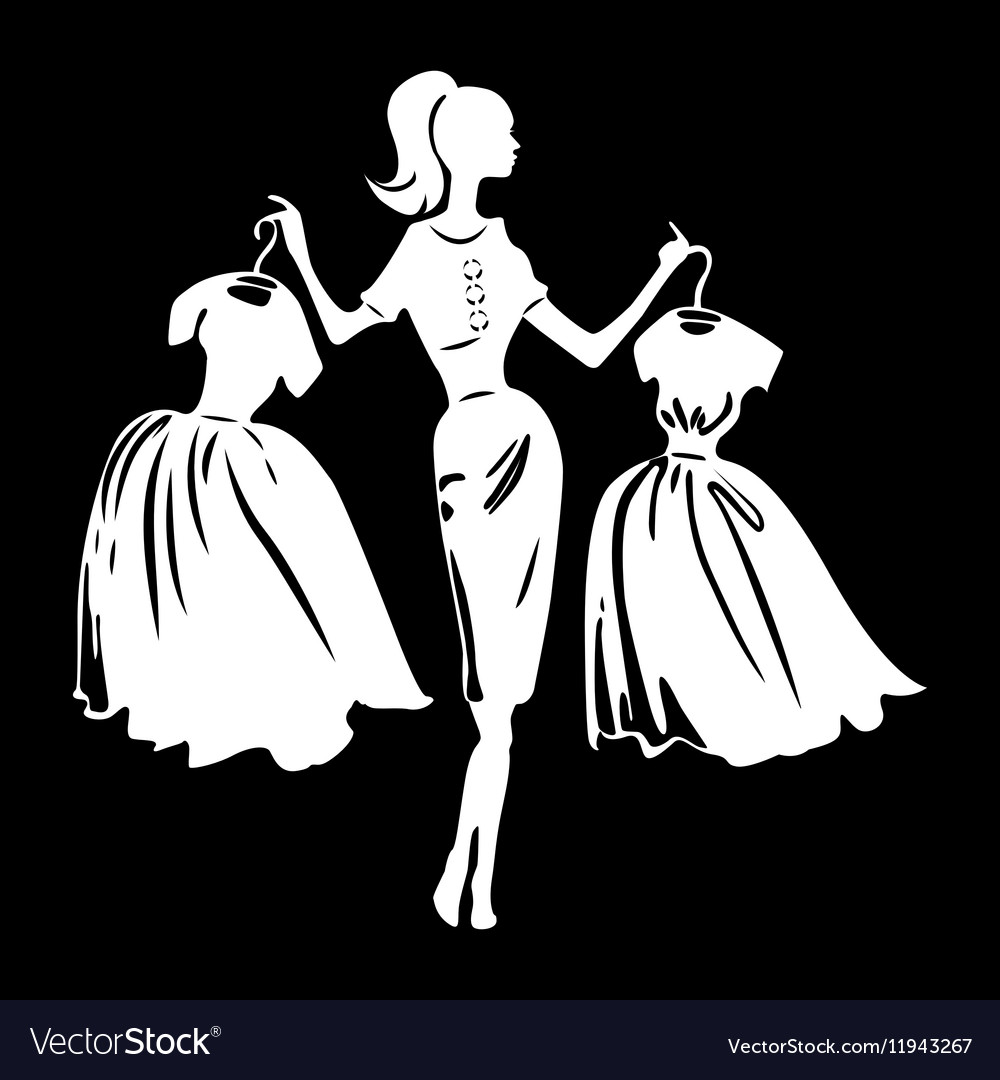 Silhouette of women on black background Royalty Free Vector