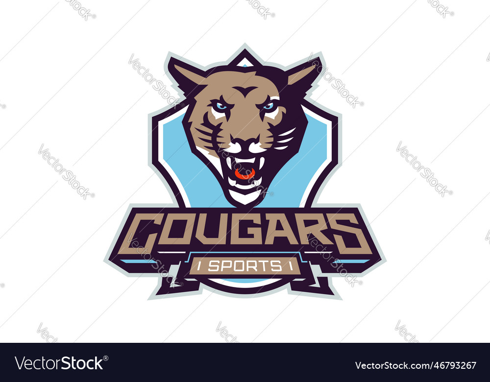 Sports logo with cougar mascot colorful sport Vector Image