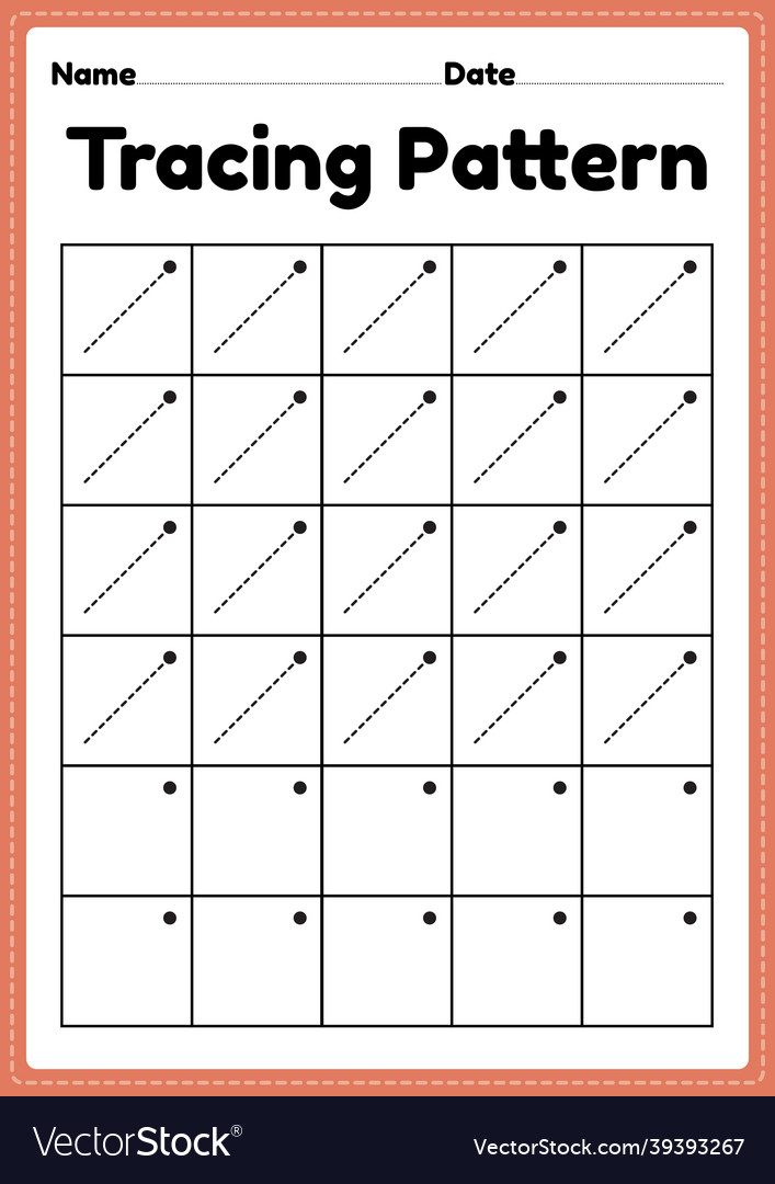 Tracing pattern right slanting lines worksheet Vector Image