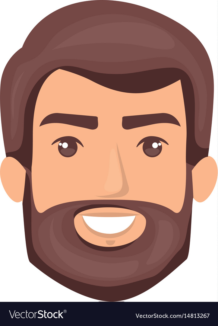 White Background Of Smiling Man Face With Hair And