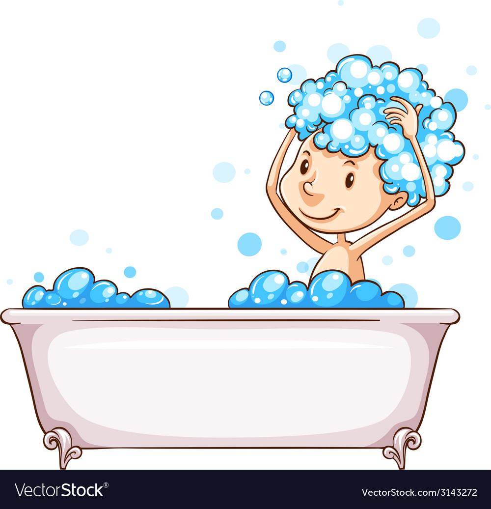 a-young-boy-taking-bath-royalty-free-vector-image