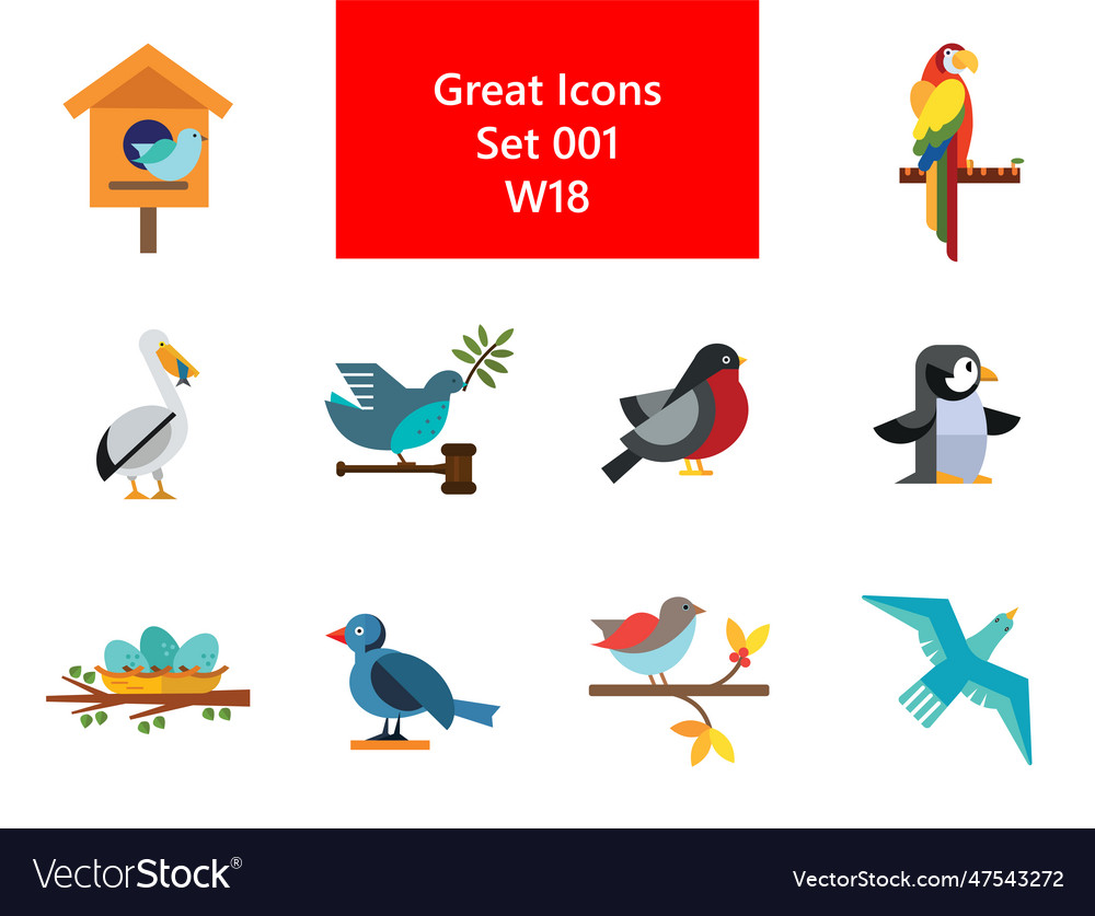 Birds icon set Royalty Free Vector Image - VectorStock