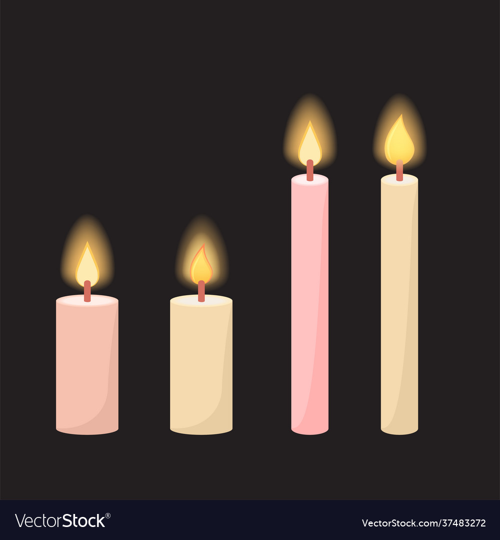 Candle flame set cartoon on dark Royalty Free Vector Image Candle flame set cartoon on dark Royalty Free Vector Image