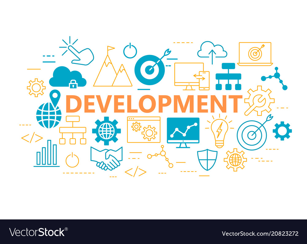 Development poster with flat icons set