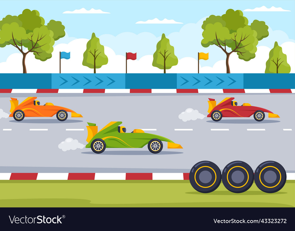 Formula racing sport car reach on race circuit Vector Image