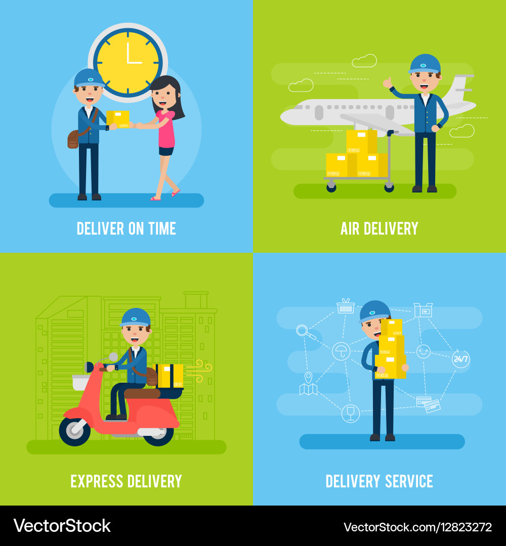 Global logistic flat concept Royalty Free Vector Image