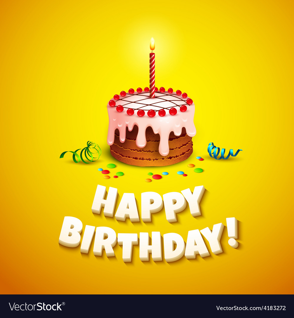 Happy birthday greeting card with cake Royalty Free Vector