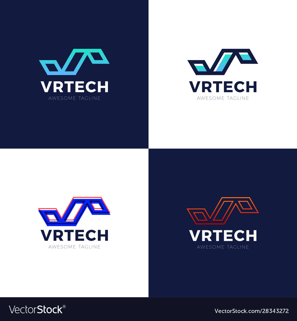 Letter vr logo set graphic branding letter element