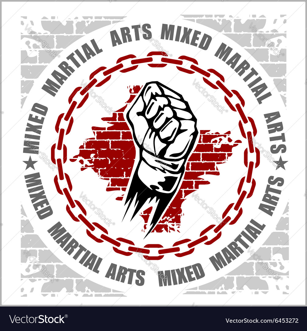 Mma mixed martial arts emblem badges Royalty Free Vector