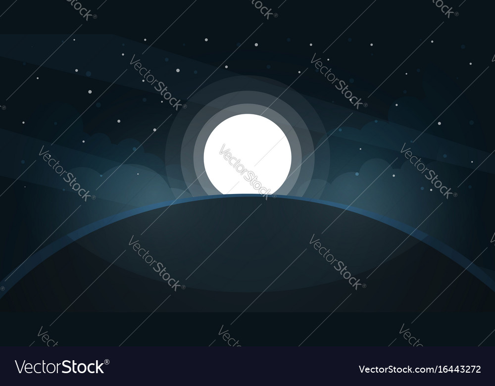 Moon landscape star and mountain Royalty Free Vector Image