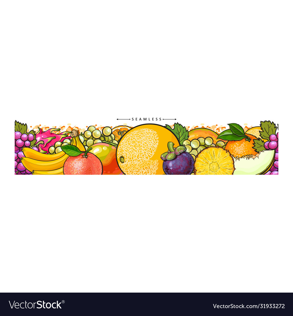 Seamless panoramic pattern with tropical fruits Vector Image