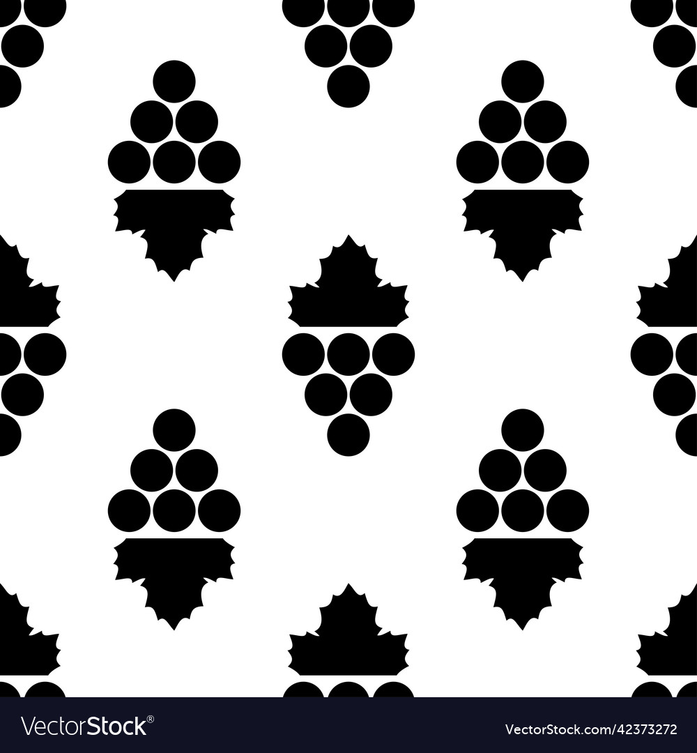 Seamless pattern with bunch of grapes black sign