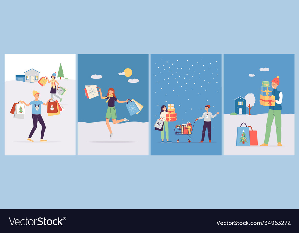 Set posters with happy shoppers lot