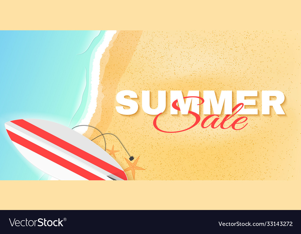 Summer sale poster with lettering beach and sea