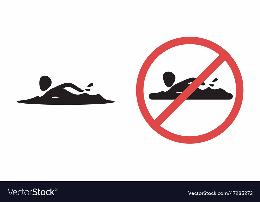 Swim and no swimming area symbol set