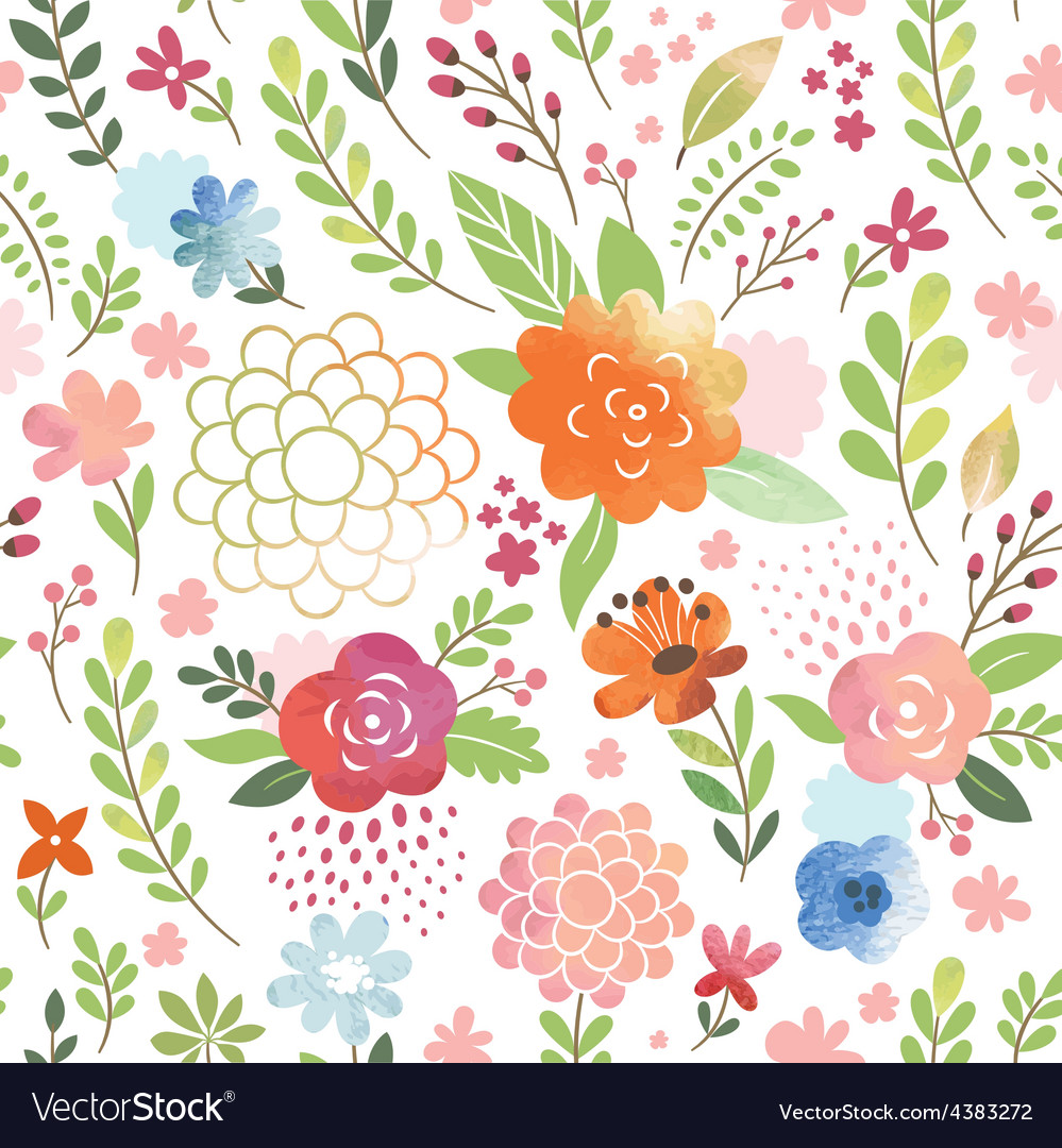 Watercolor seamless floral pattern Royalty Free Vector Image