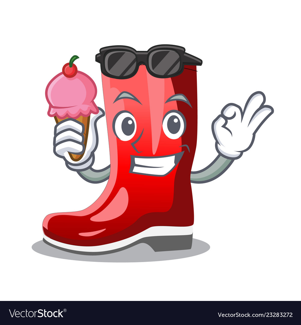 With ice cream single of boots isolated on mascot Vector Image