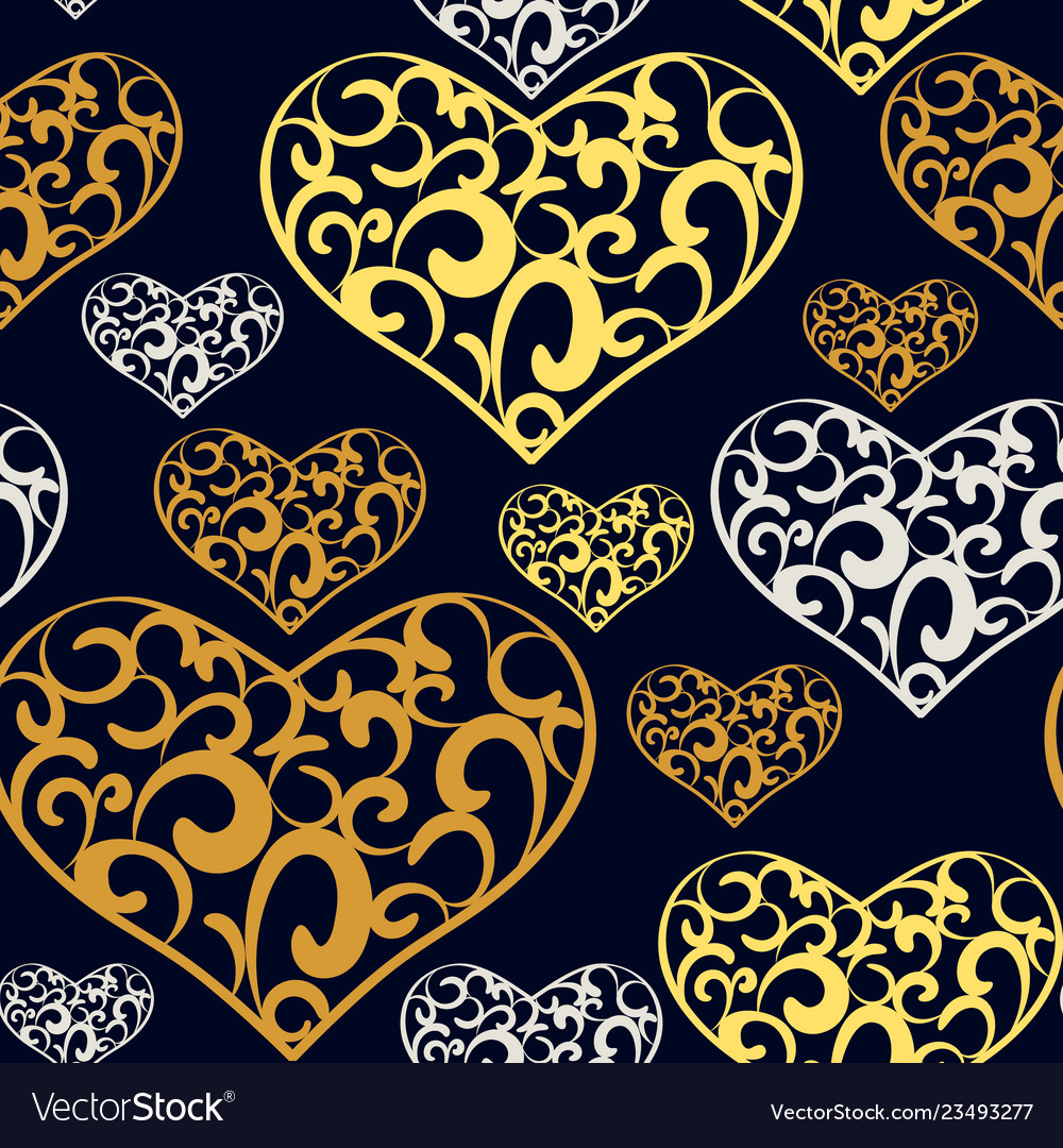 Abstract lace hearts seamless pattern Royalty Free Vector