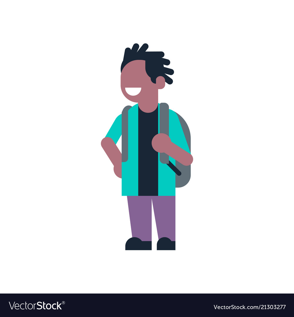 african american boy backpacks