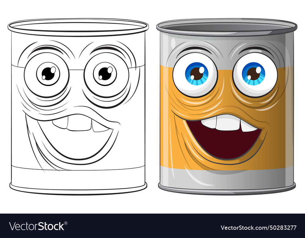 Animated tin cans with faces Royalty Free Vector Image