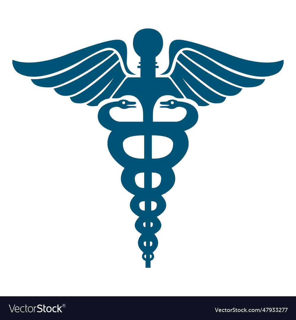 Caduceus symbol monochrome Royalty Free Vector Image