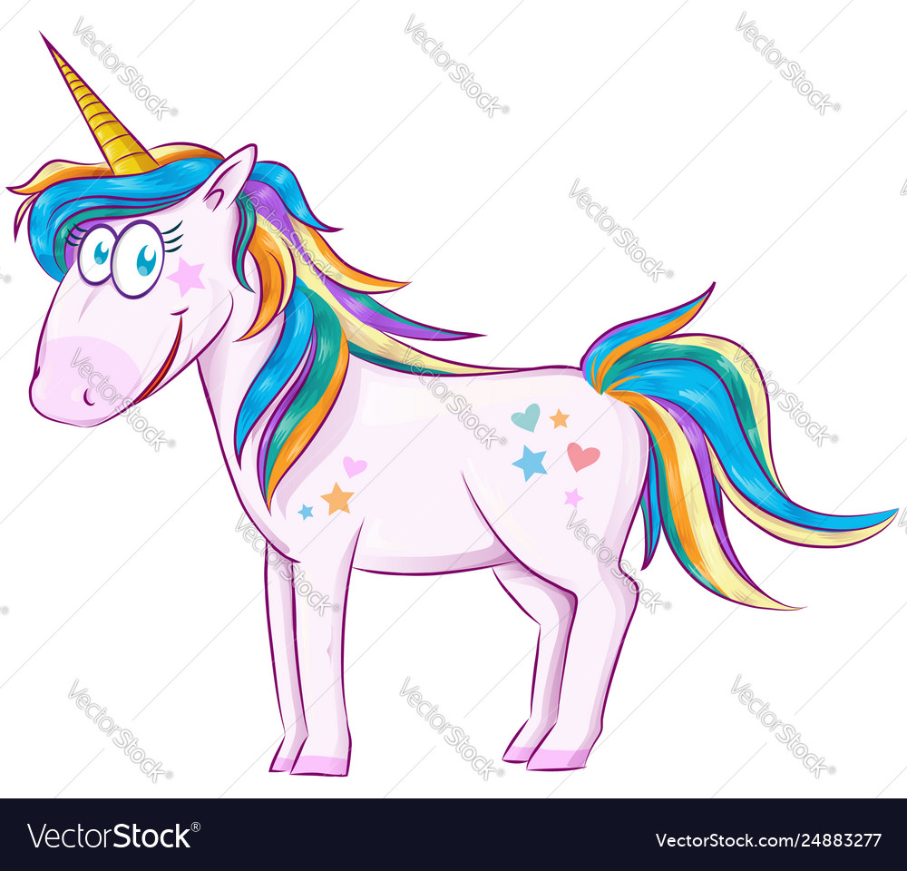 Cute cartoon unicorn over white background Vector Image