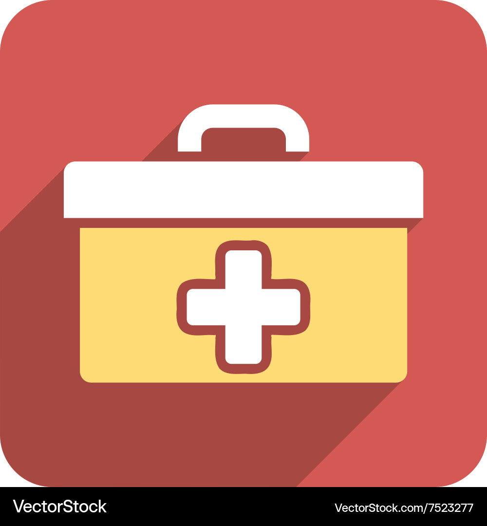 First aid toolbox flat rounded square icon Vector Image