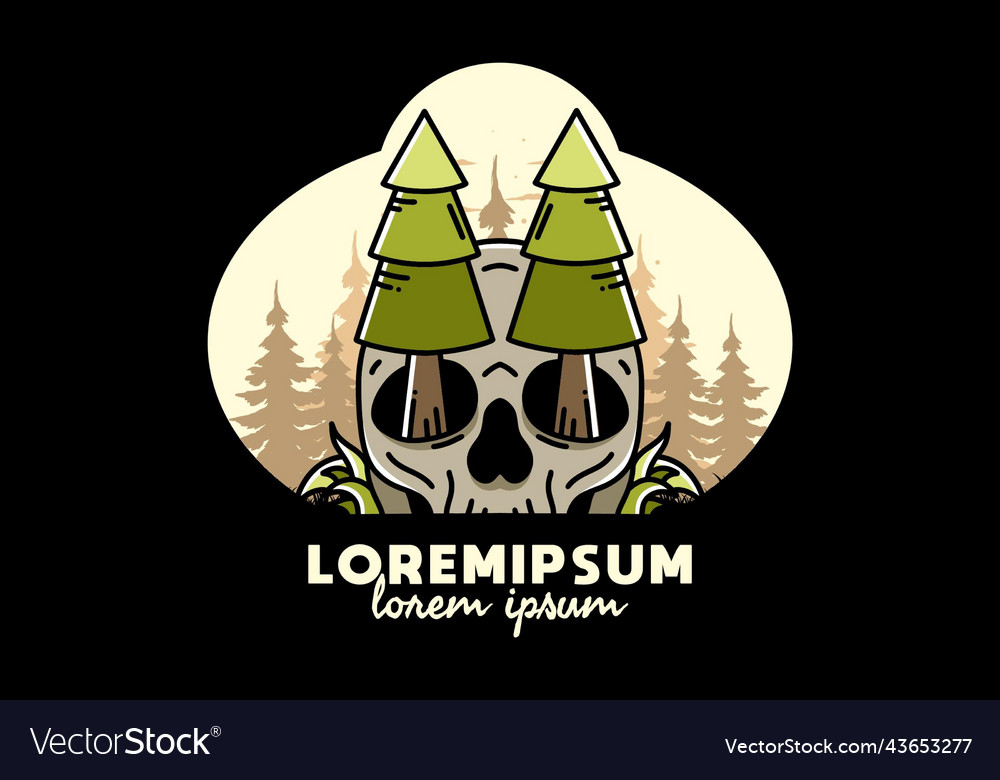 Pine trees stuck in skull design Royalty Free Vector Image