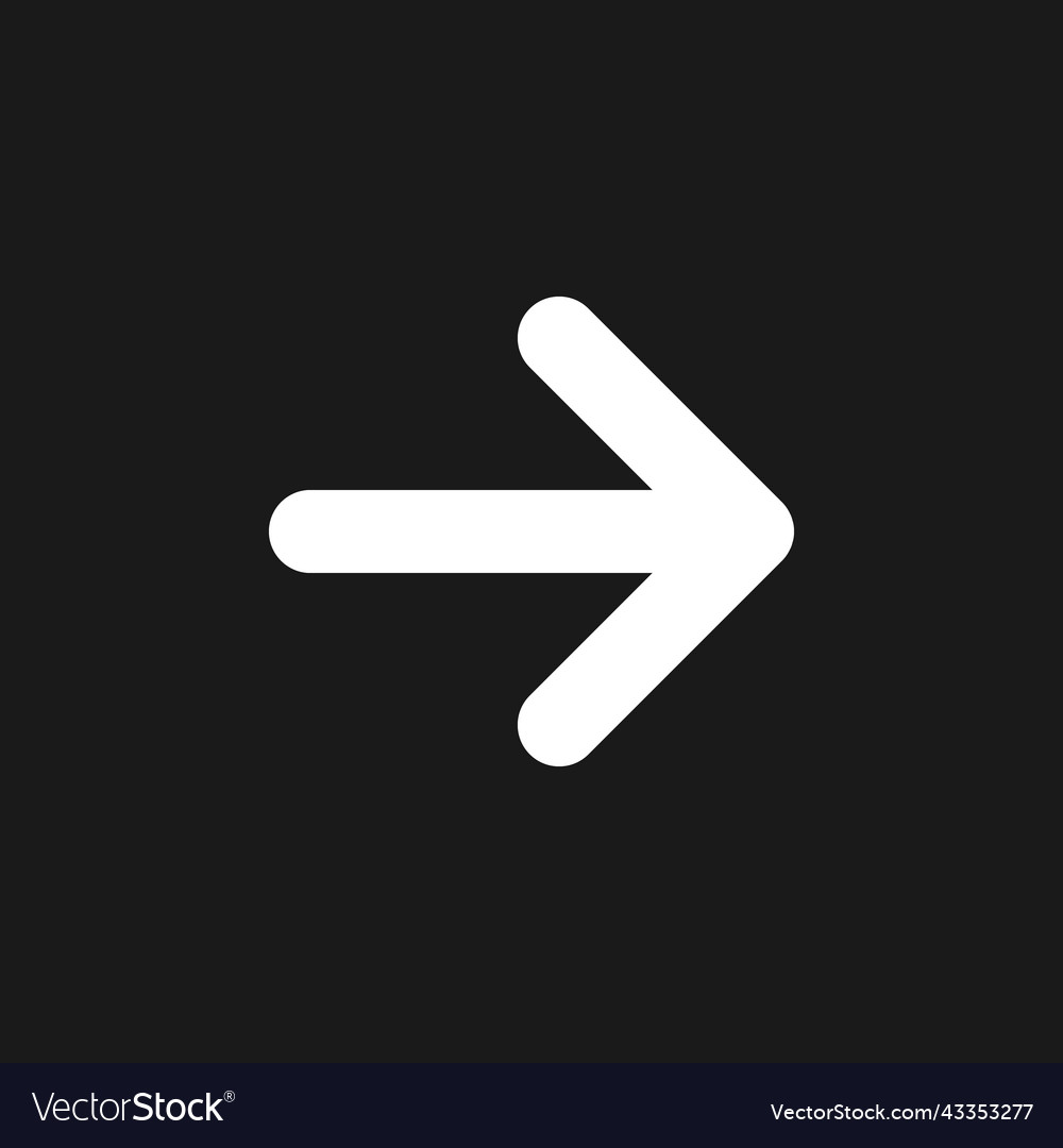 Rightwards arrow dark mode glyph ui icon Vector Image