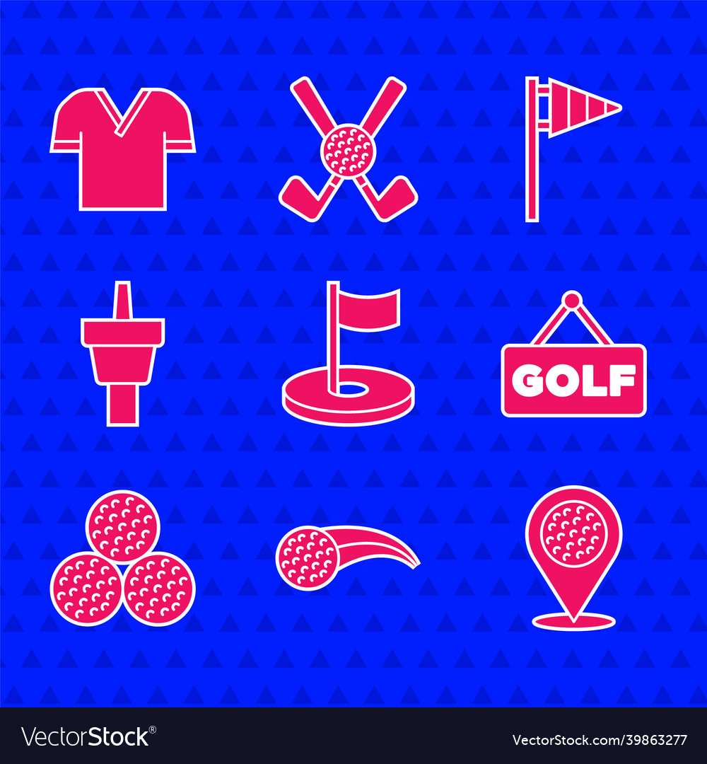 Set golf hole with flag ball location sport