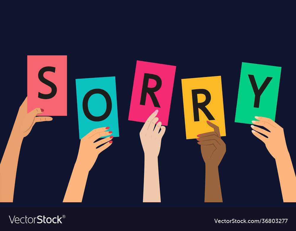 Sorry concept on dark background Royalty Free Vector Image