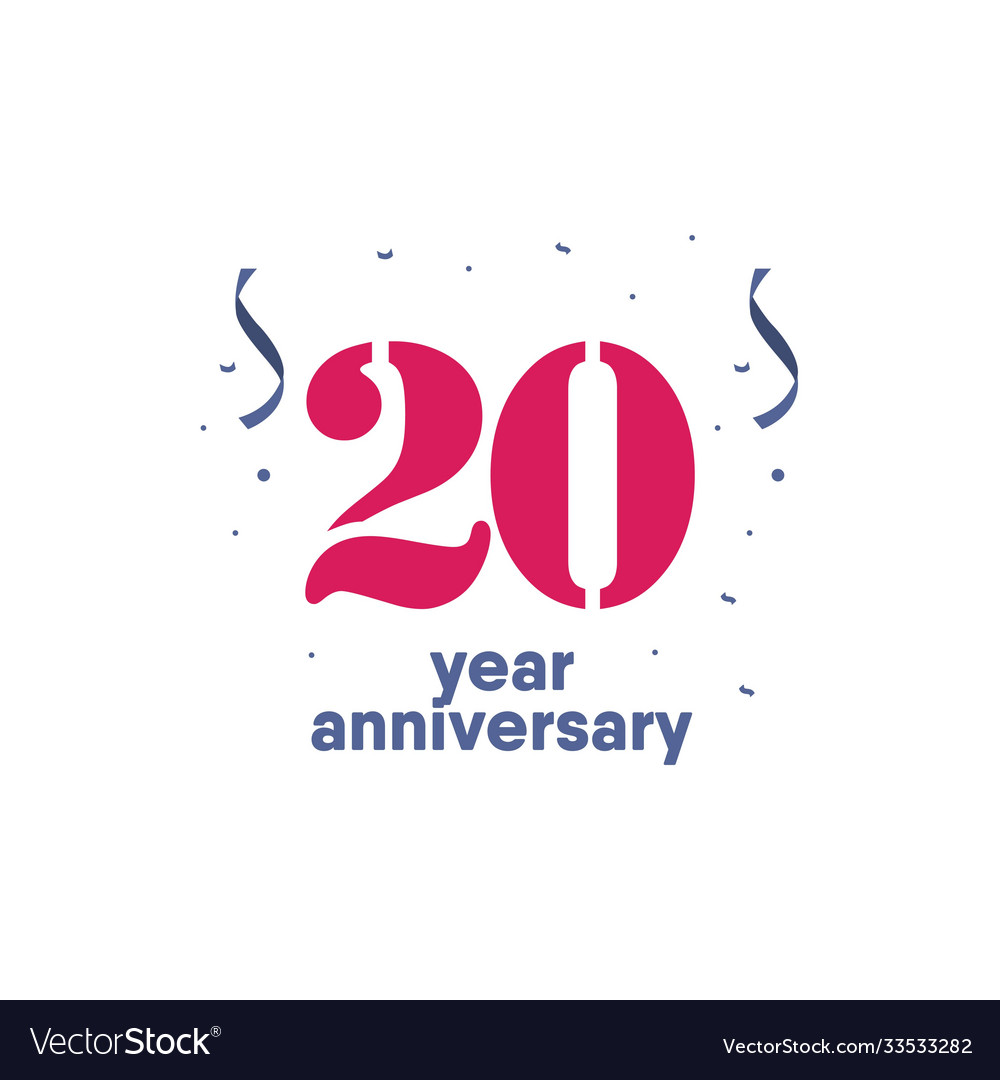 20 year anniversary template design Royalty Free Vector