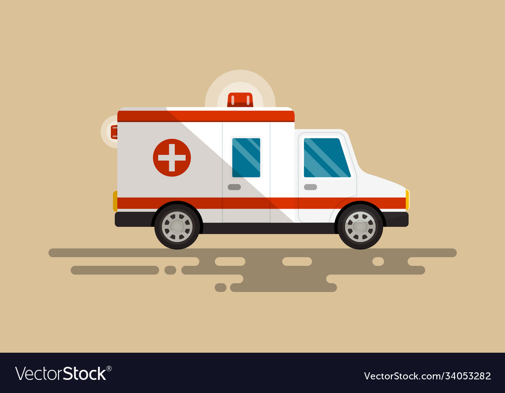 Ambulance car flat design icon Royalty Free Vector Image