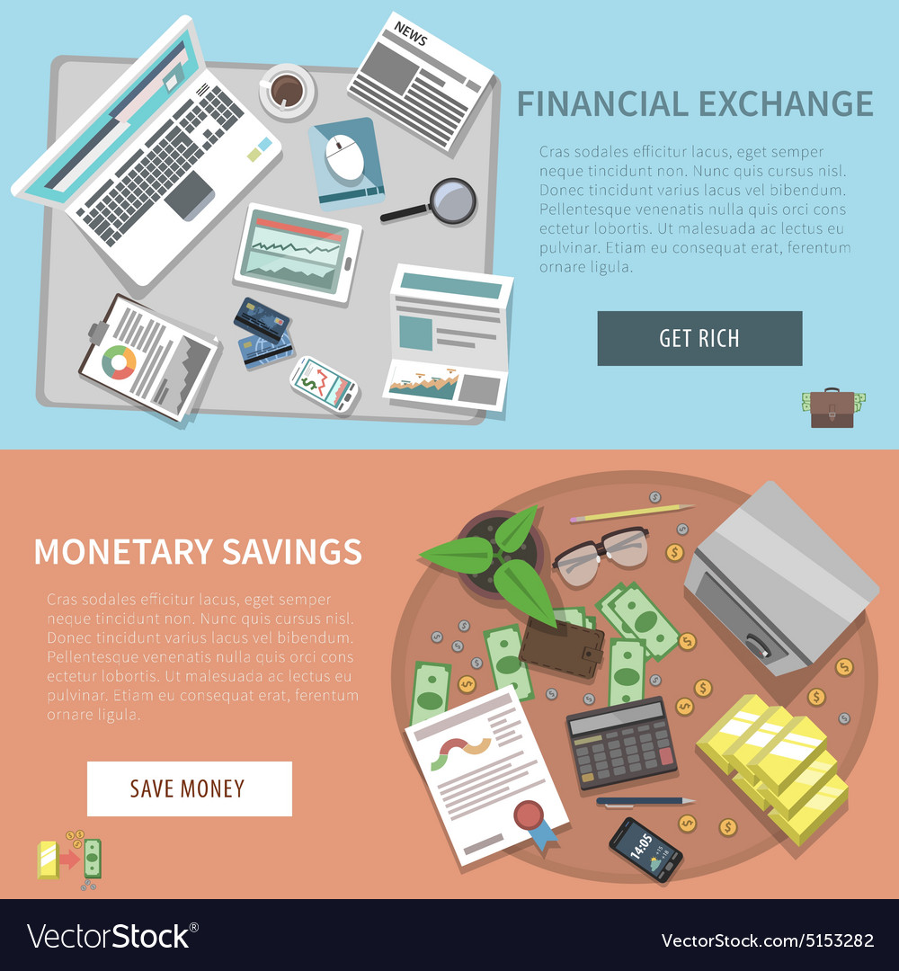 Bank Horizontal Banner Set Royalty Free Vector Image