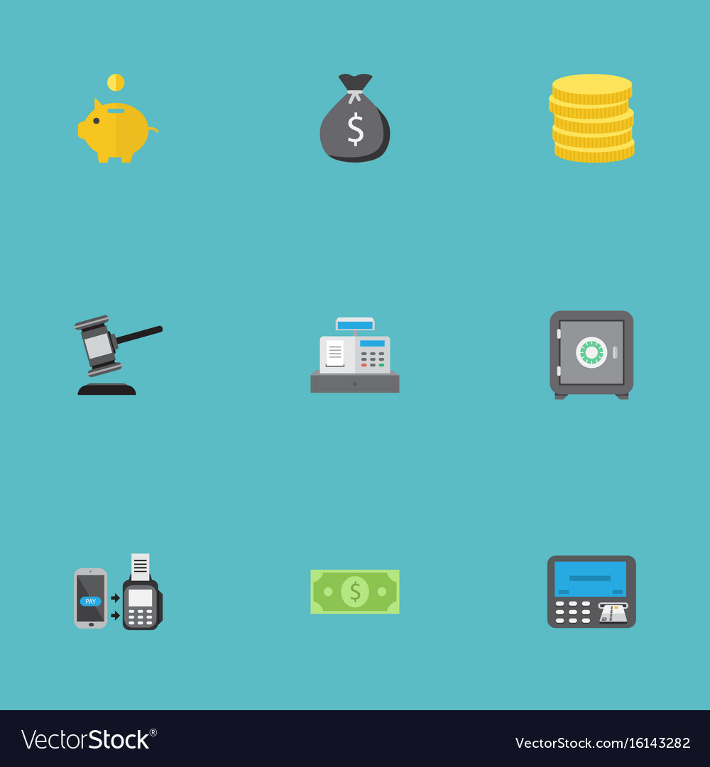 Flat icons strongbox money box remote paying and