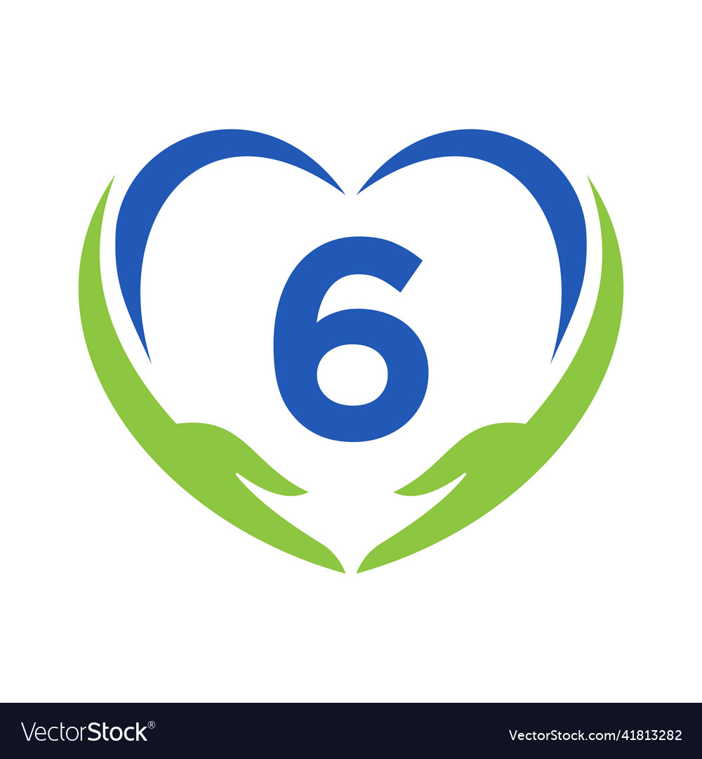 Hand care logo on letter 6 charity