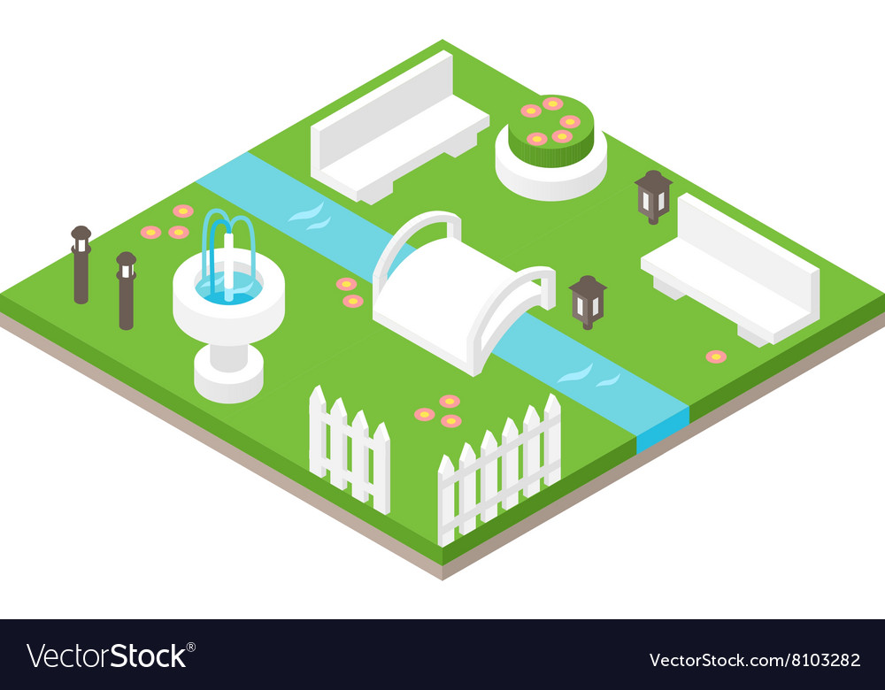 Isometric design nature park landscape