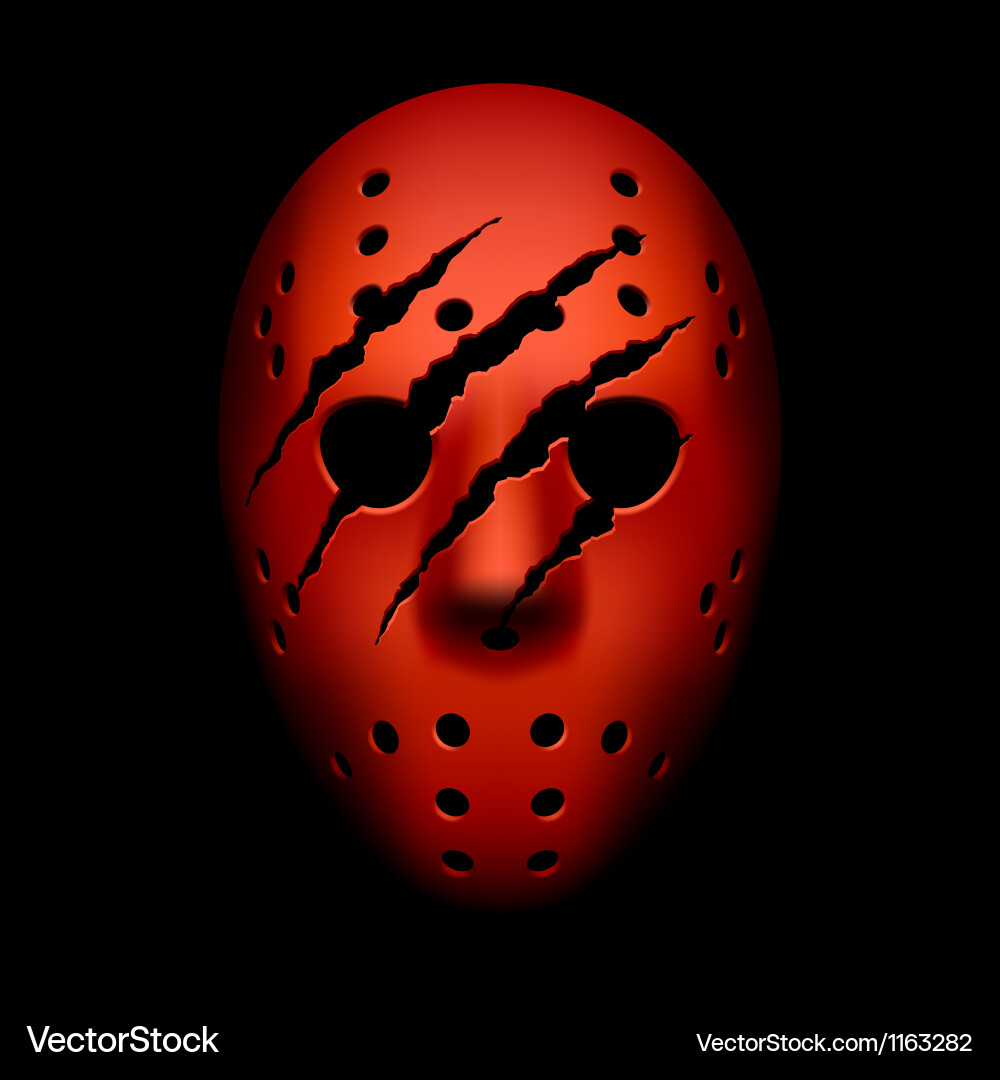 Red hockey mask with traces claws Royalty Free Vector Image