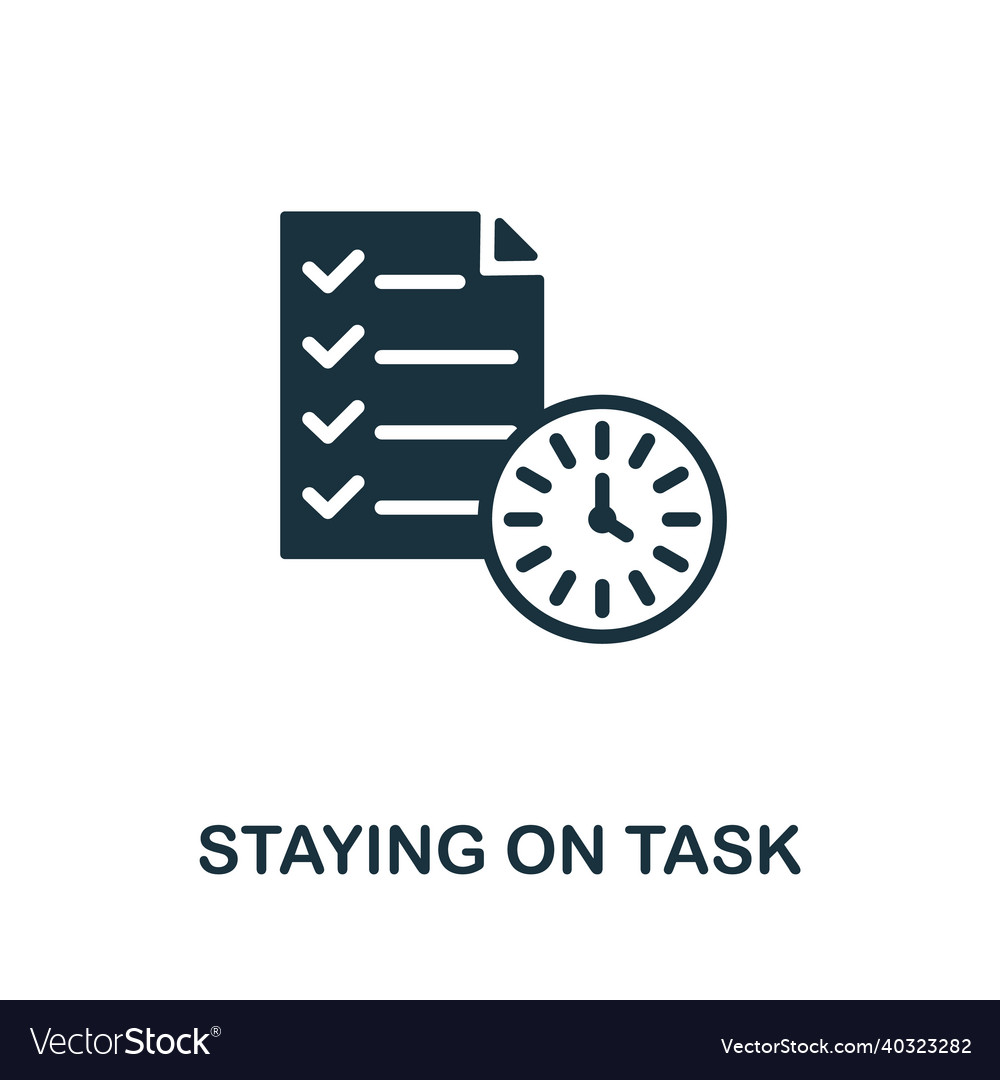 Staying on task icon monochrome sign from work Vector Image