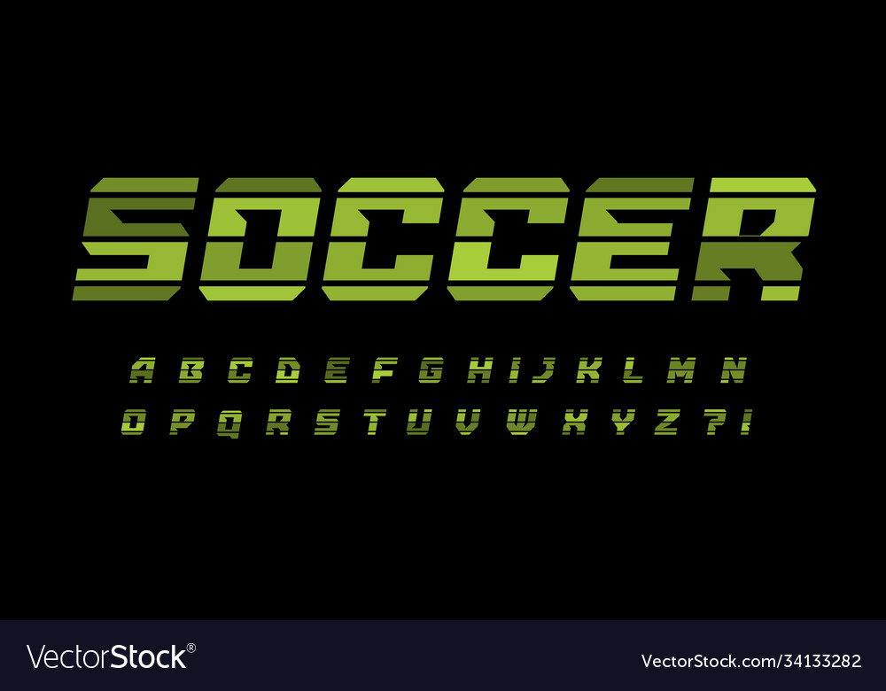 Striped style alphabet for soccer and football