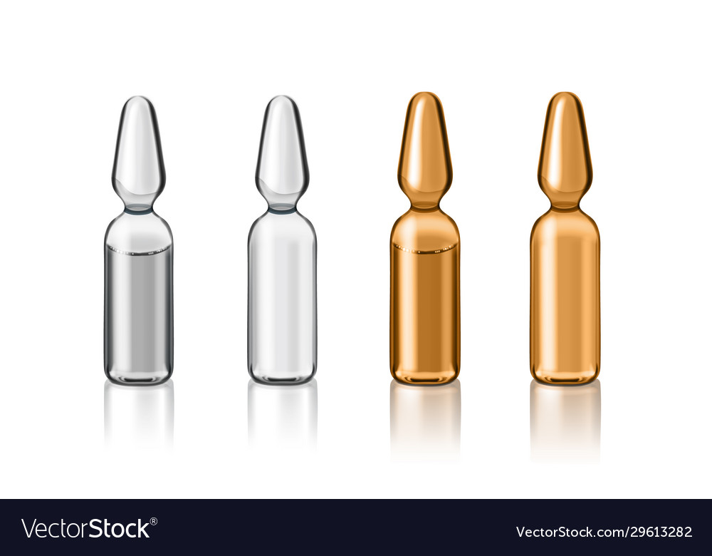 Transparent glass ampoules set realistic Vector Image